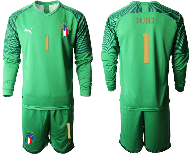 Men 2021 European Cup Italy green goalkeeper long sleeve #1 soccer jerseys